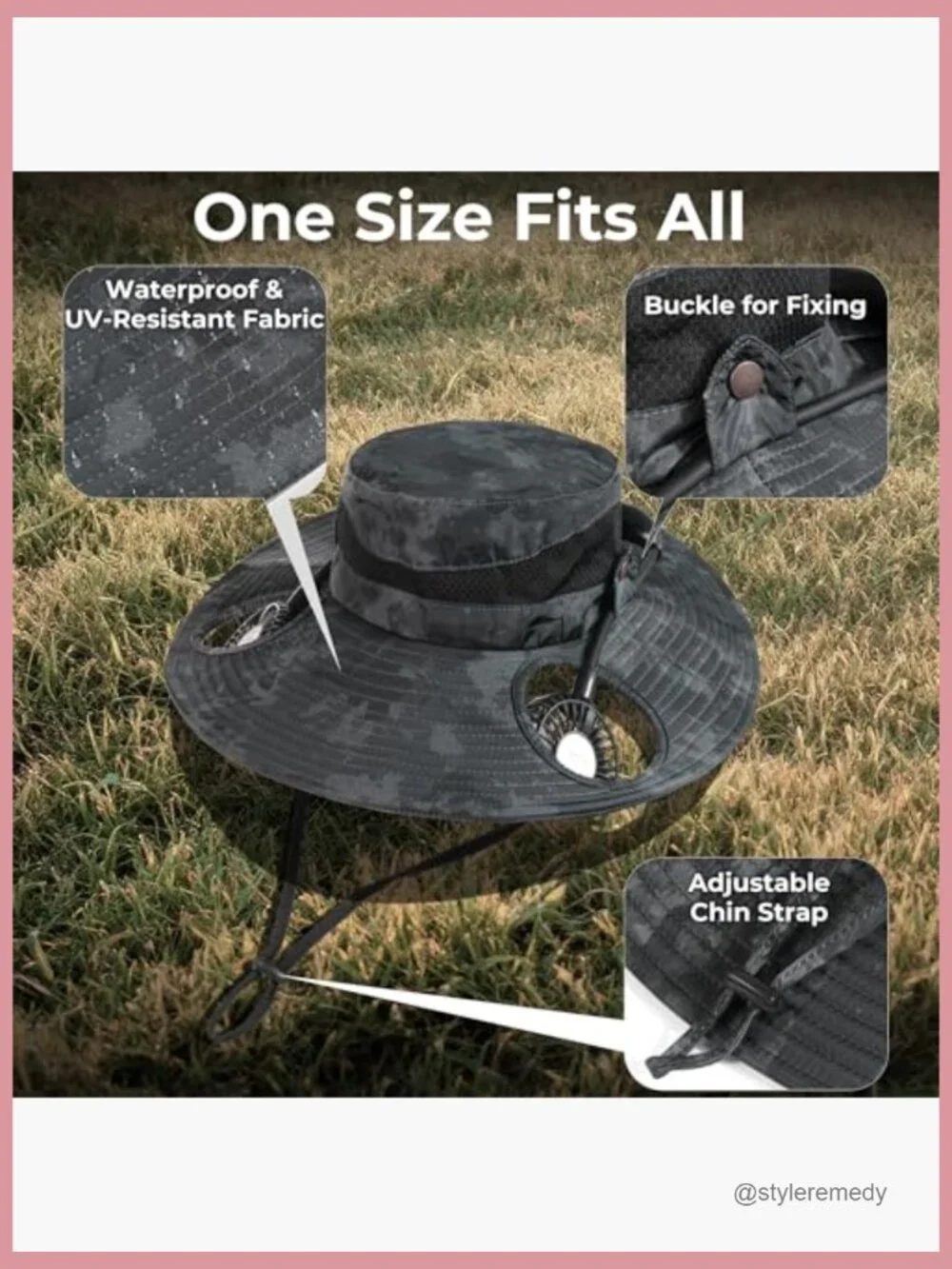 Bucket Hat Fan with 2600mAh Battery, 3 Speeds, UPF 50+, Portable Cooling,